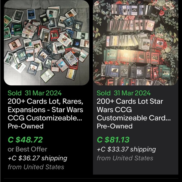 225 Card Lot / 1995 Star Wars CCG Customizable Card Game - Picture 7 of 8